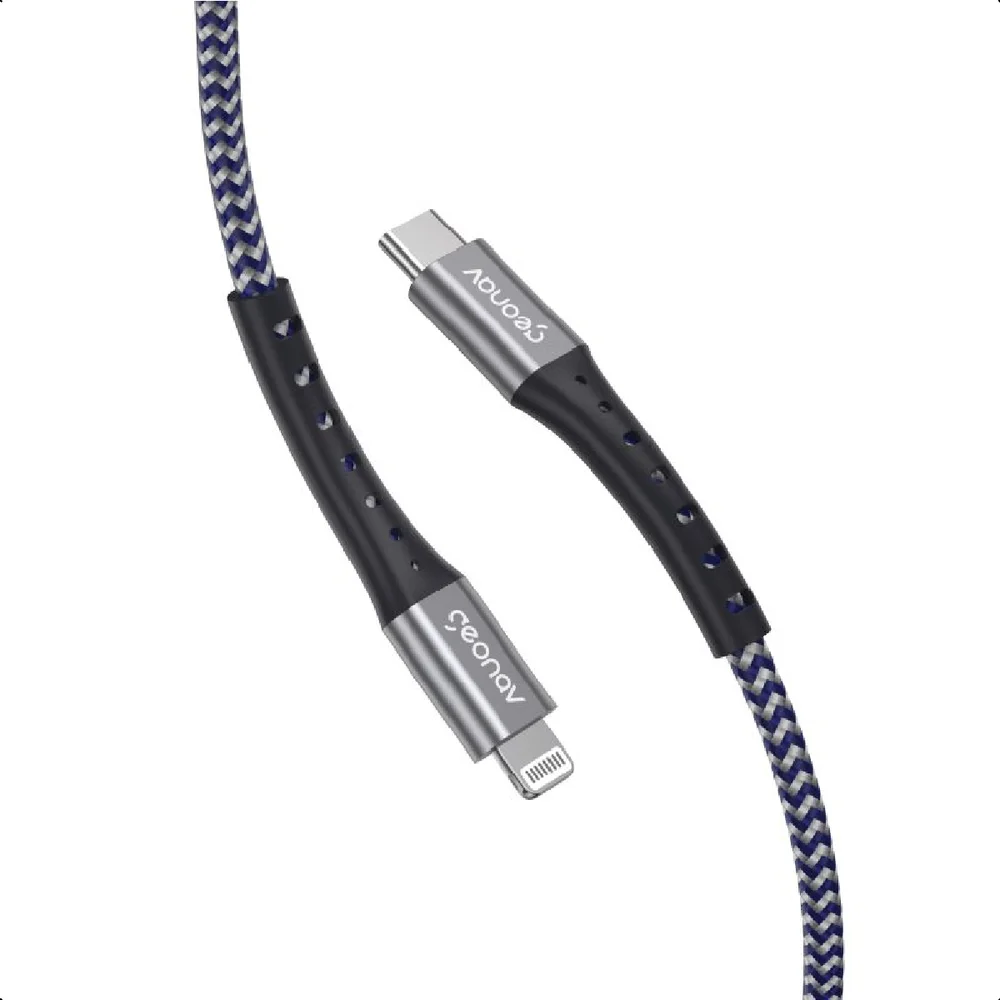Imagem 3 de 5 do produto Cabo Lightning Usb-c 2m Nylon Trançado Cinza Mfi Iphone