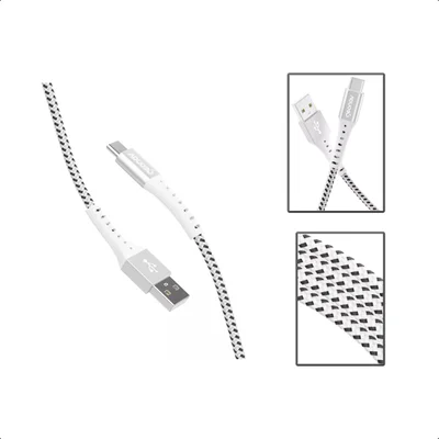 Cabo Usb-c P/ Usb-a Nylon Trançado 1,2m Carga Rápid - Branco