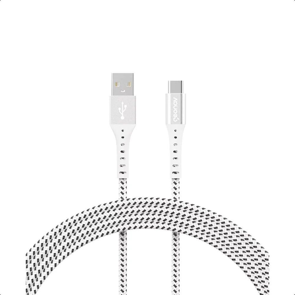 Imagem 2 de 5 do produto Cabo Usb-c P/ Usb-a Nylon Trançado 1,2m Carga Rápid - Branco