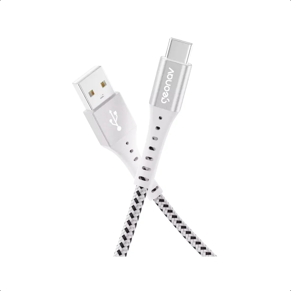 Imagem 4 de 5 do produto Cabo Usb-c P/ Usb-a Nylon Trançado 1,2m Carga Rápid - Branco