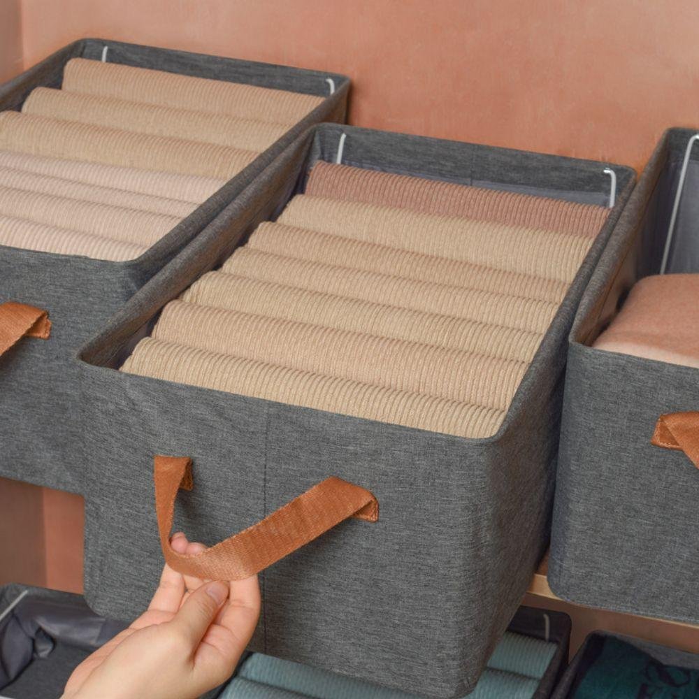 Imagem 3 de 5 do produto Cesto Caixa Organizador Armário Tecido Dobrável 2 Unidades