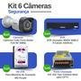 Kit 6 Câmeras Tudo Forte Tf 2020 B Full Hd 1080p Bullet Visão Noturna 20m Proteção Ip66 + Dvr Intelbras Mhdx 3008-c 8 Canais + Hd 2TB Purple