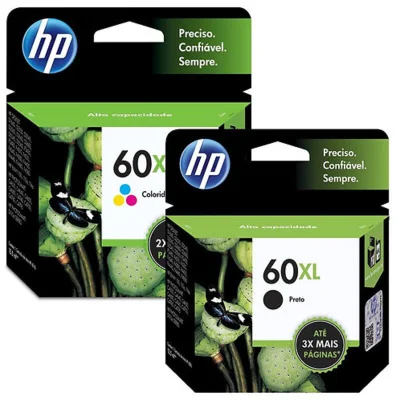 Cartucho de Tinta Hp 60xl Cc641wb Preto E Hp 60xl Cc644wb Color kit