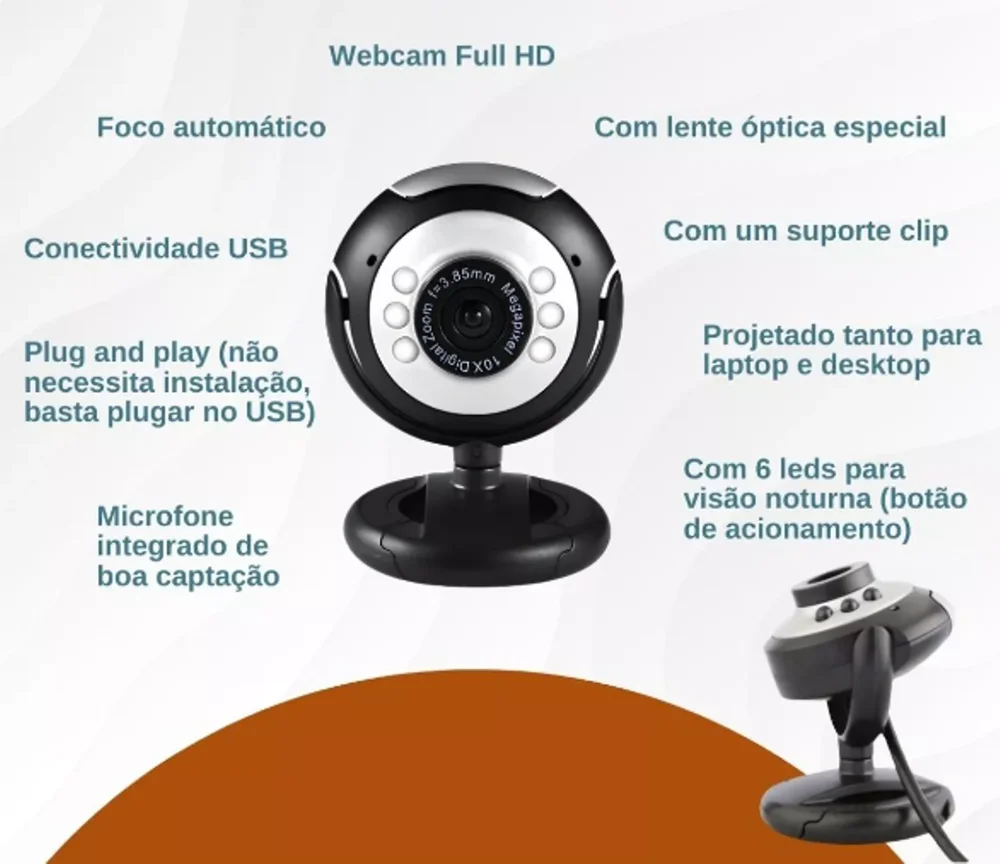 Imagem 4 de 4 do produto Webcam Câmera Full Hd 720p Alta Definição Usb 2.0