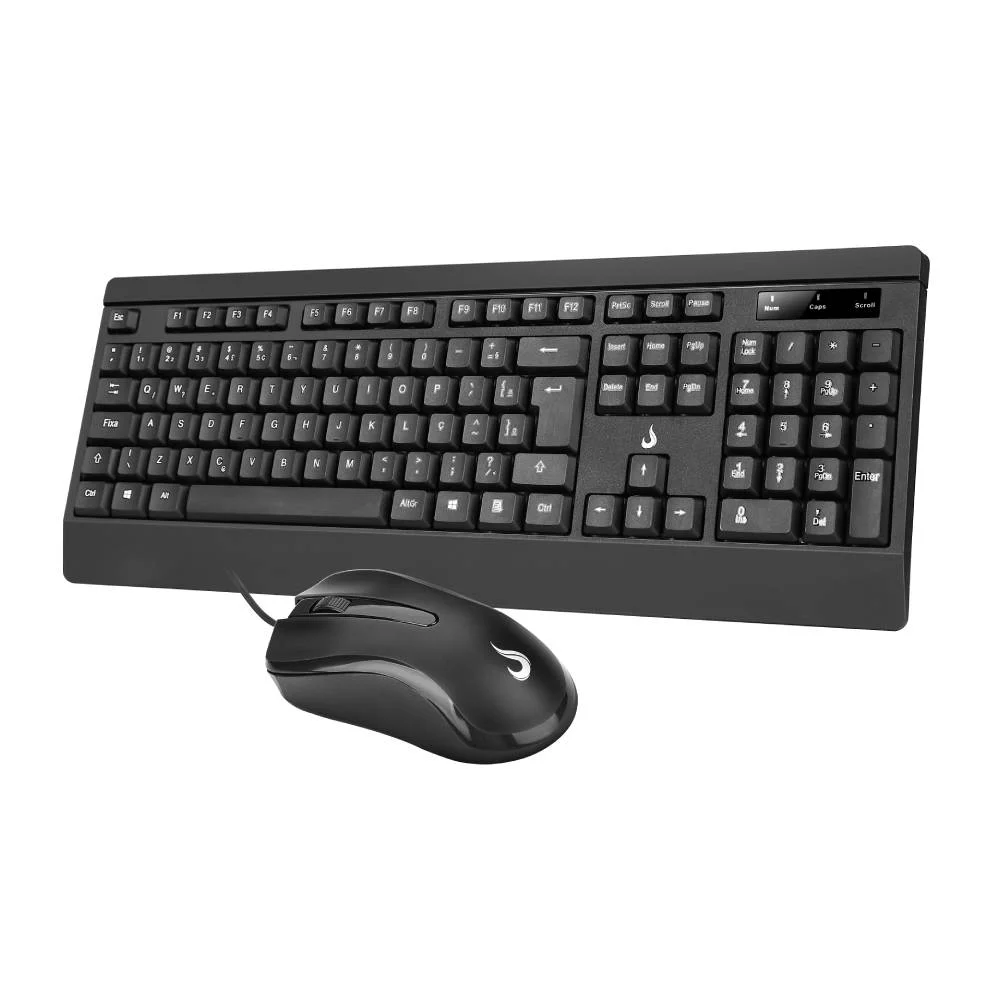 Imagem 2 de 5 do produto Kit Teclado e Mouse Office Rise Mode OF 02 USB 1000DPI ABNT2 - RM-TM-02-FB