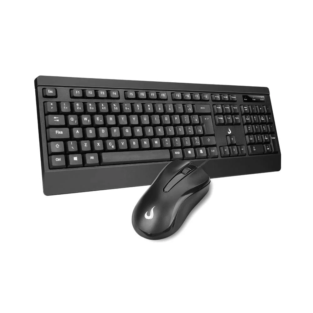 Imagem 3 de 5 do produto Kit Teclado e Mouse Office Rise Mode OF 02 USB 1000DPI ABNT2 - RM-TM-02-FB