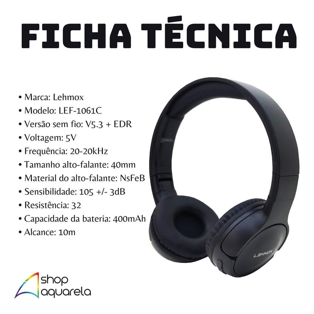 Imagem 4 de 5 do produto Fone De Ouvido Bluetooth 5.3 Headset Sem Fio Cancelamento De Ruido (preto)