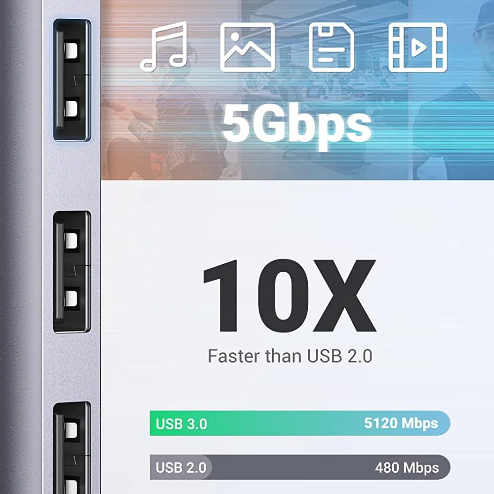 Imagem 3 de 5 do produto Hub Adaptador Ugreen, 4 Portas, USB 3.0