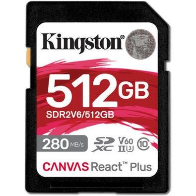 Cartão Memória Kingston Sd Xc, 512GB, 280mbs, React Plus - Uhs-ii V60 Sdr2v6/512gb