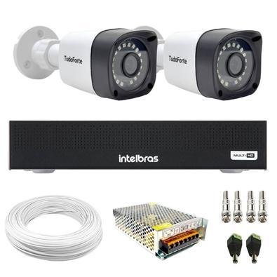 Kit 2 Câmeras Tudo Forte Tf 2020 B Full Hd 1080p Bullet Com Visão Noturna 20m Proteção Ip66 + Dvr Gravador Intelbras Mhdx 1104-c 4 Canais