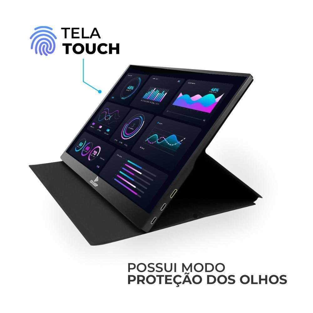 Monitor Portatil 15,6" Touch Proteção Dos Olhos Full Hd