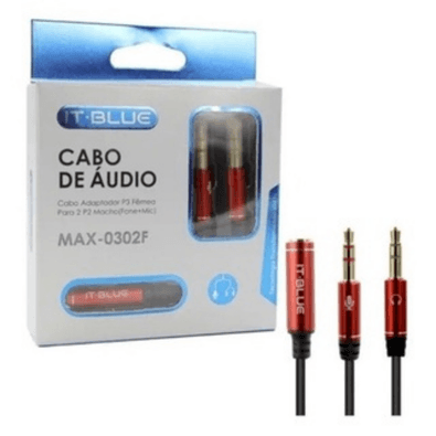 Cabo De Áudio P3 Fêmea Para 2 P2 Macho Max-0302f
