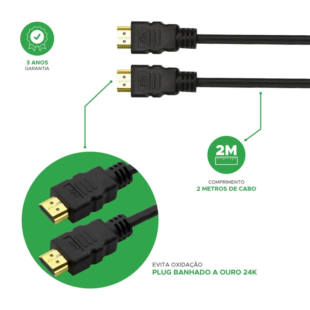 Imagem 2 de 5 do produto Cabo HDMI C/ Certificação Ultra High Speed Premium 2 Metros