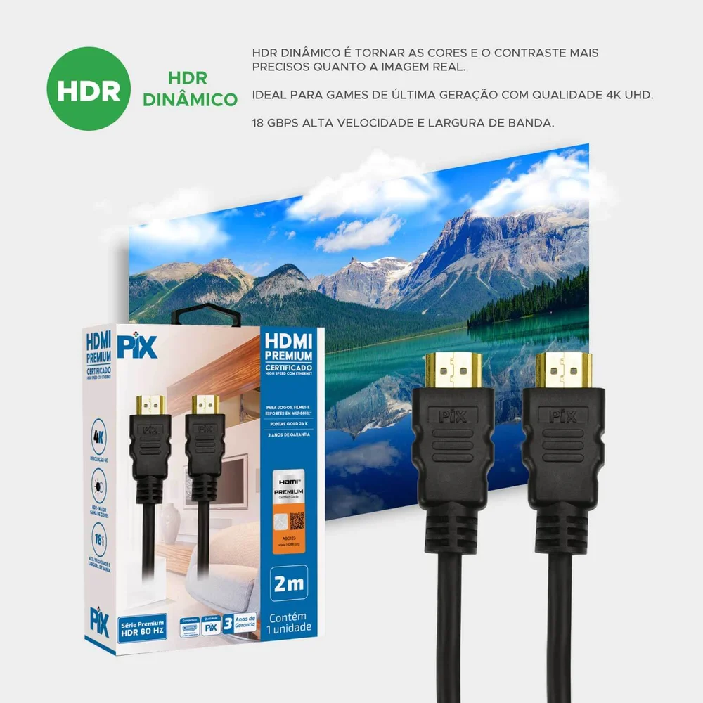 Imagem 4 de 5 do produto Cabo HDMI C/ Certificação Ultra High Speed Premium 2 Metros