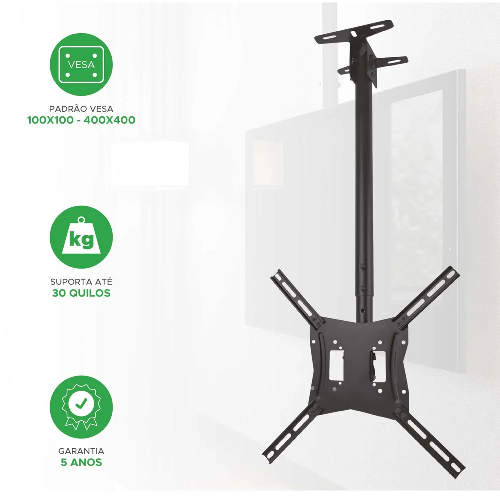 Imagem 2 de 5 do produto Suporte De Teto Pix Para Tv/monitor De 23' Até 55" Preto