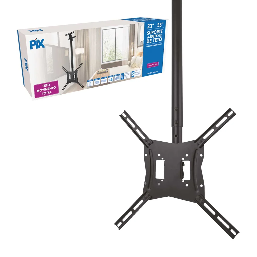 Imagem 3 de 5 do produto Suporte De Teto Pix Para Tv/monitor De 23' Até 55" Preto