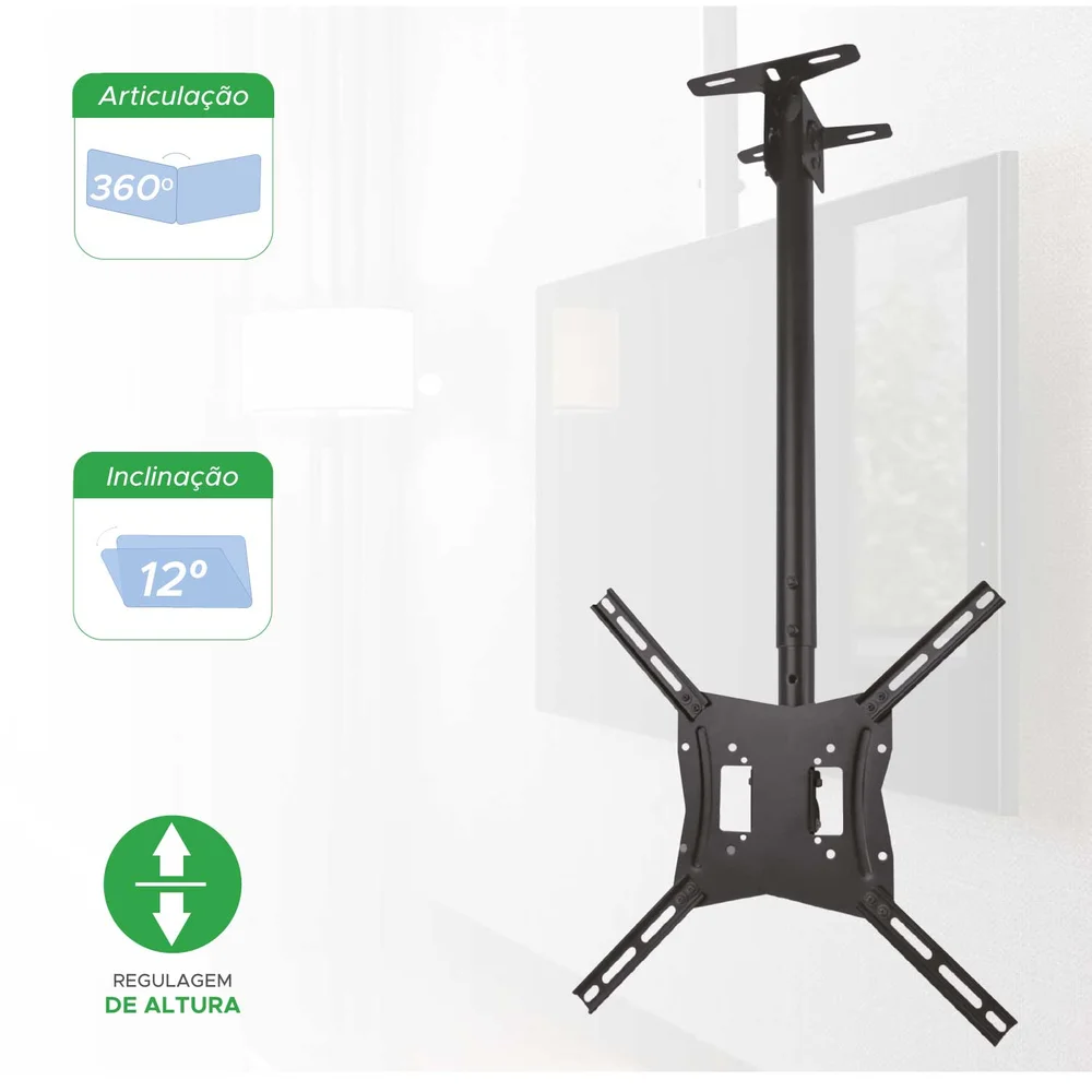 Imagem 5 de 5 do produto Suporte De Teto Pix Para Tv/monitor De 23' Até 55" Preto