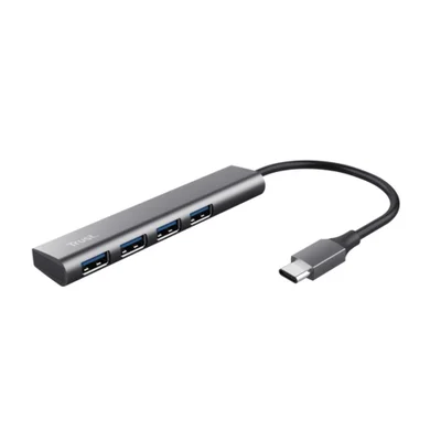 Hub Halyx Usb-c 4 Portas Adaptador Usb Aluminio T24948 Trust - Preto