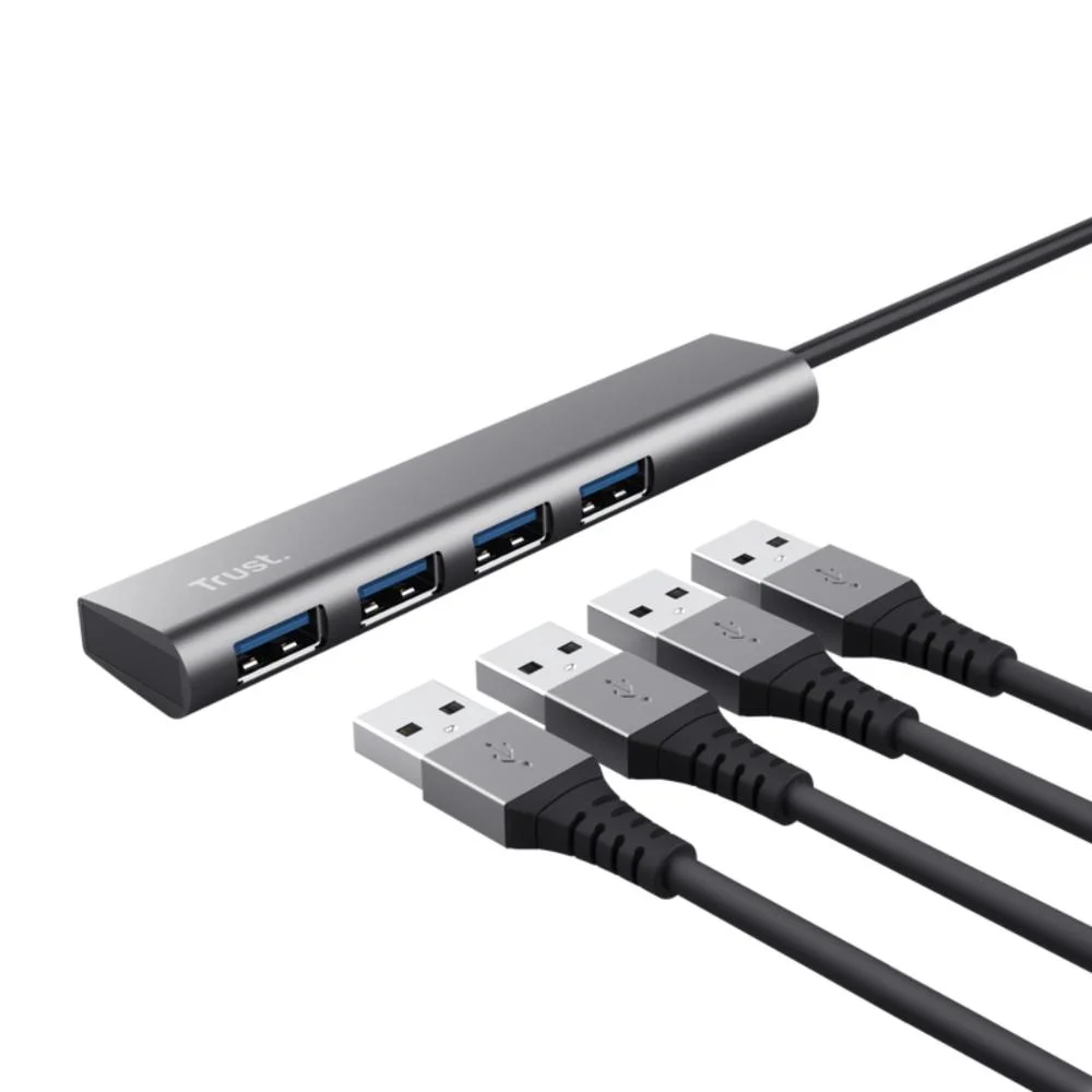 Imagem 2 de 5 do produto Hub Halyx Usb-c 4 Portas Adaptador Usb Aluminio T24948 Trust - Preto