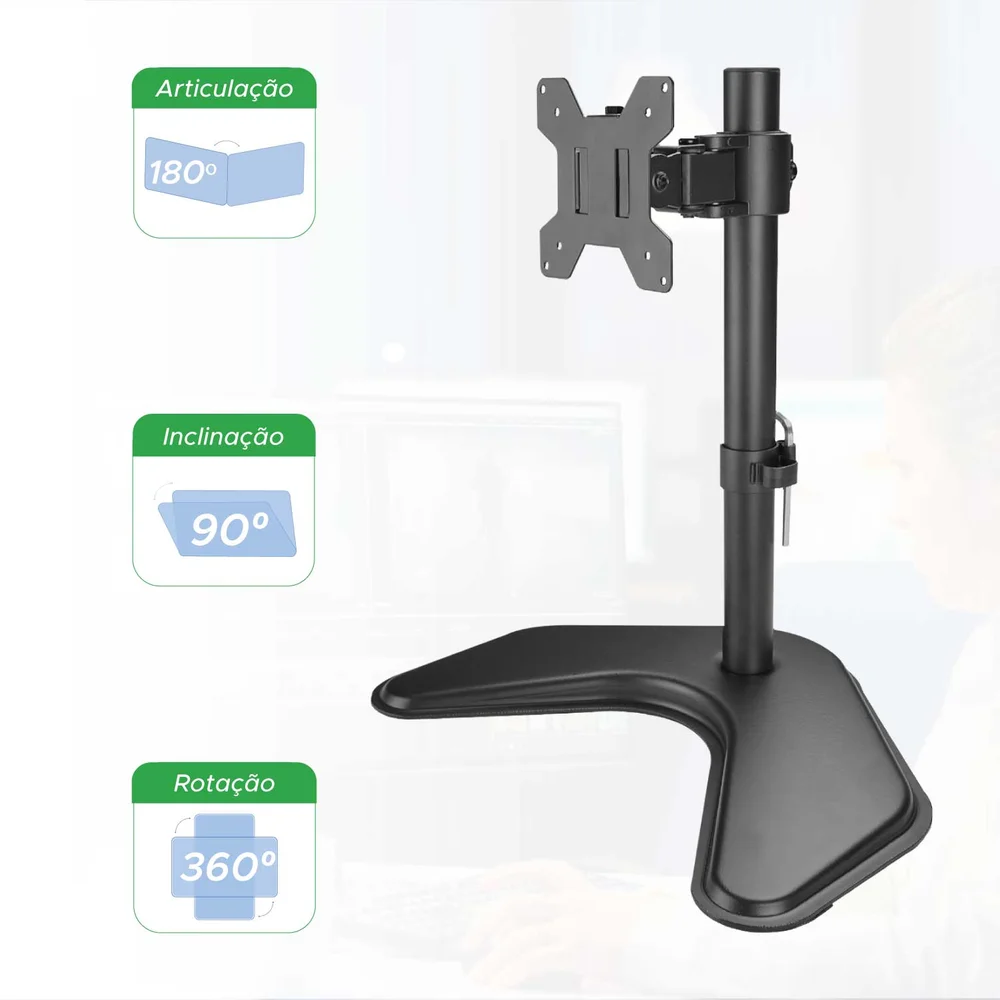 Imagem 2 de 5 do produto Suporte Para Monitor De Mesa Ajustável 10" A 32" - Pix