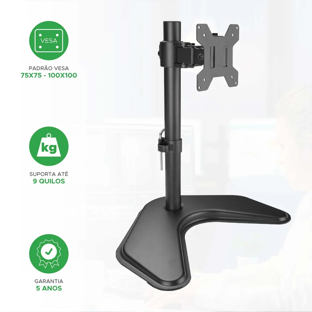 Imagem 4 de 5 do produto Suporte Para Monitor De Mesa Ajustável 10" A 32" - Pix