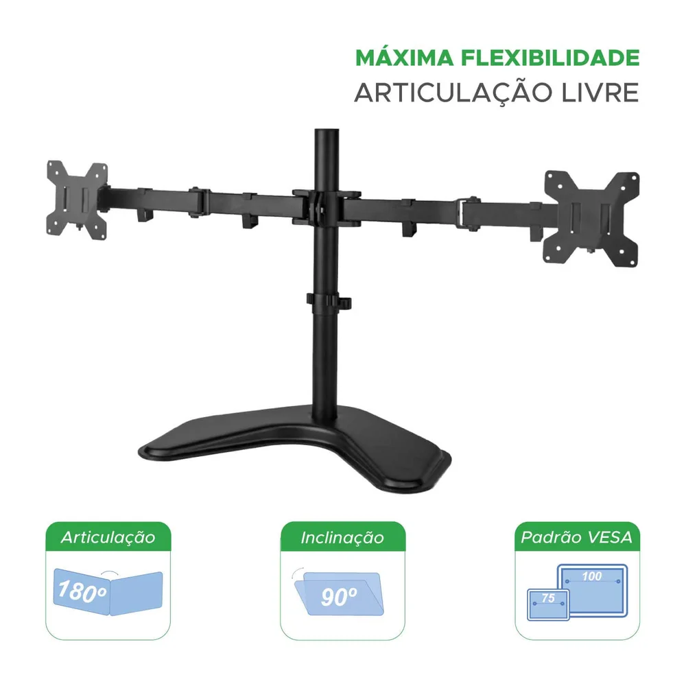 Imagem 2 de 5 do produto Suporte Para Monitor 10" A 32" Pix, Ajustável, Base, Preto - Px-dtme32s1