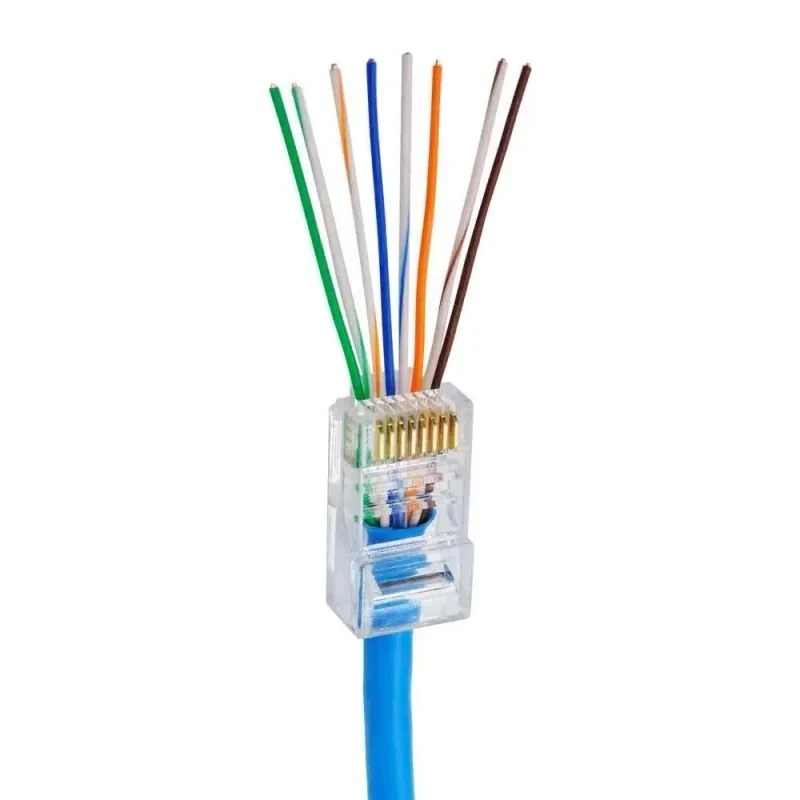 Imagem 2 de 3 do produto Conector Rj45 Cat5 De Passagem Pacote Com 100