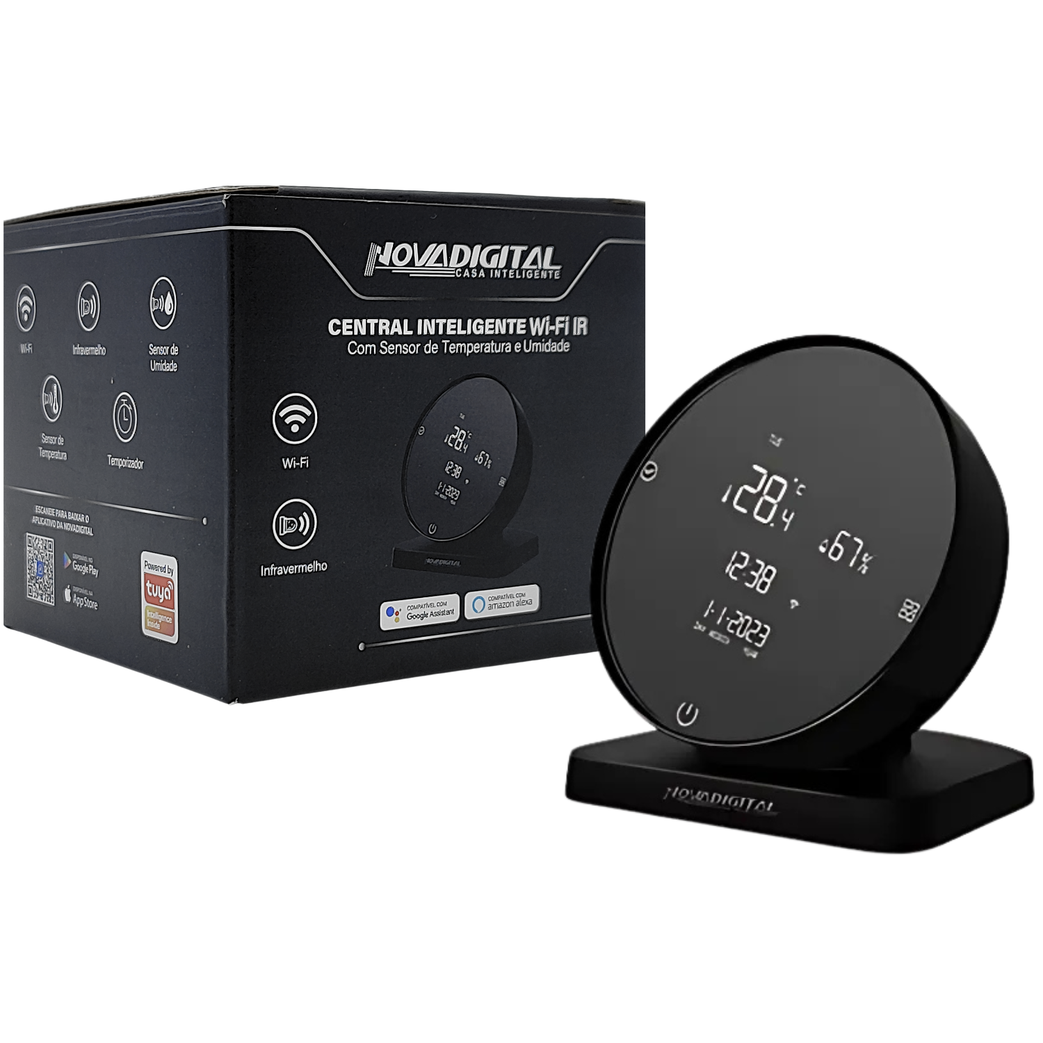 Central Inteligente Wi-fi Com Sensor De Temperatura E Umidade Novadigital Tuya