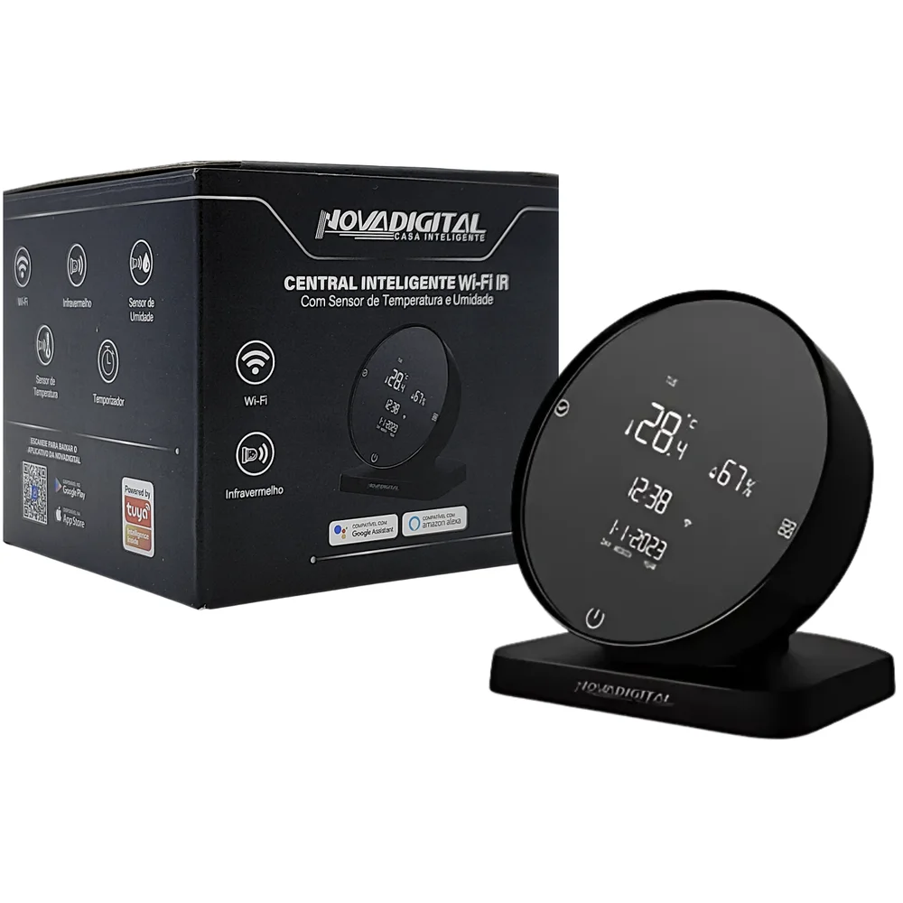 Central Inteligente Wi-fi Com Sensor De Temperatura E Umidade Novadigital Tuya
