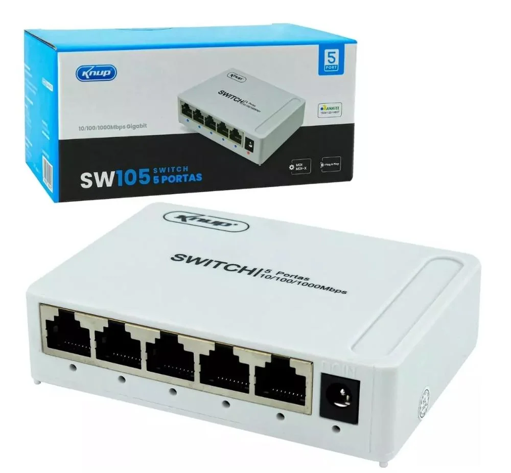 Hub Switch 5 Portas Rj45 Gigabit Rede 10/100/1000mbps Sw105