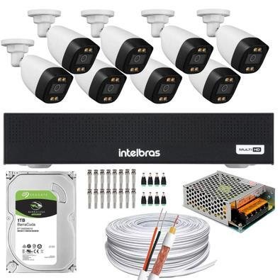 Kit 8 Câmeras Segurança Color 1080p 2.8mm Dvr Intelbras 1TB