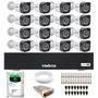 Kit 16 Câmeras Tudo Forte TF 2020 B Full HD 1080p Bullet Visão Noturna 20M Proteção IP66 Dvr Intelbras MHDX 3116-C 16 Canais HD 2TB SkyHawk