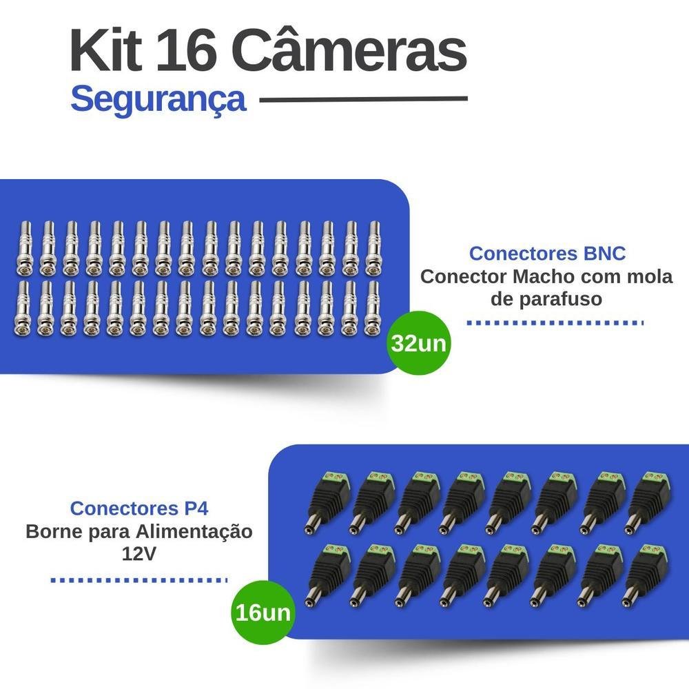 Imagem 3 de 5 do produto Kit 16 Câmeras Tudo Forte TF 2020 B Full HD 1080p Bullet Visão Noturna 20M Proteção IP66 + Dvr Intelbras MHDX 3116-C 16 Canais