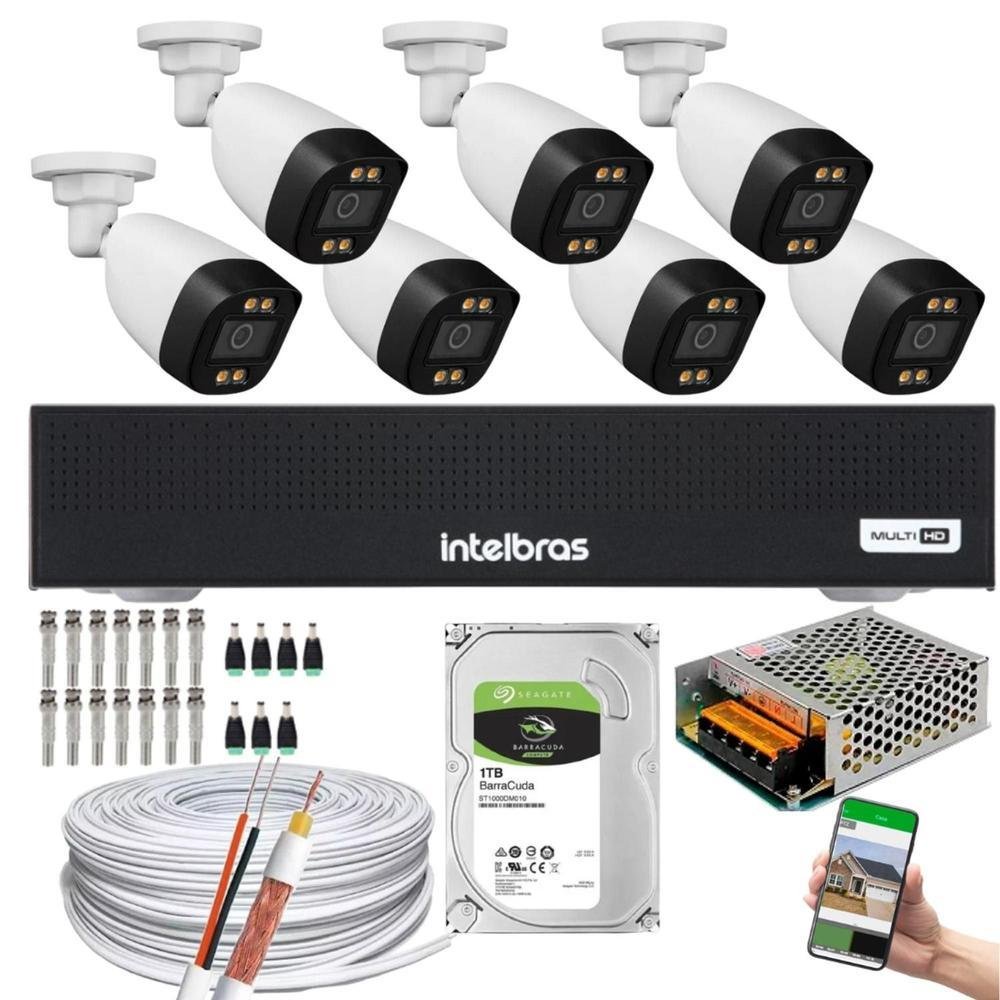 Kit 7 Câmeras Segurança Color 1080p 2.8mm Dvr Intelbras 1TB Kit 7 Câmeras Segurança Color 1080p 2.8mm Dvr Intelbras 1TB