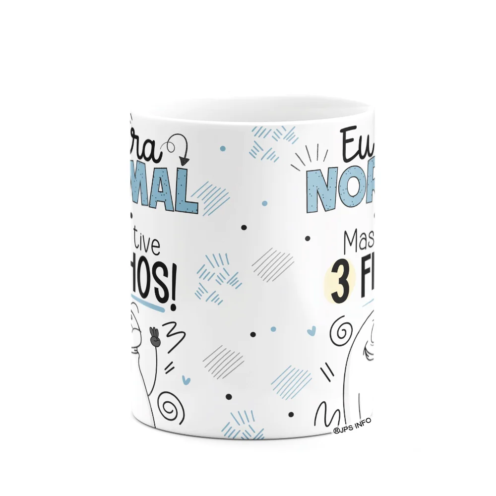 Imagem 2 de 3 do produto Caneca Flork Pais - Eu Era Normal, Mas Aí Tive 3 Filhos
