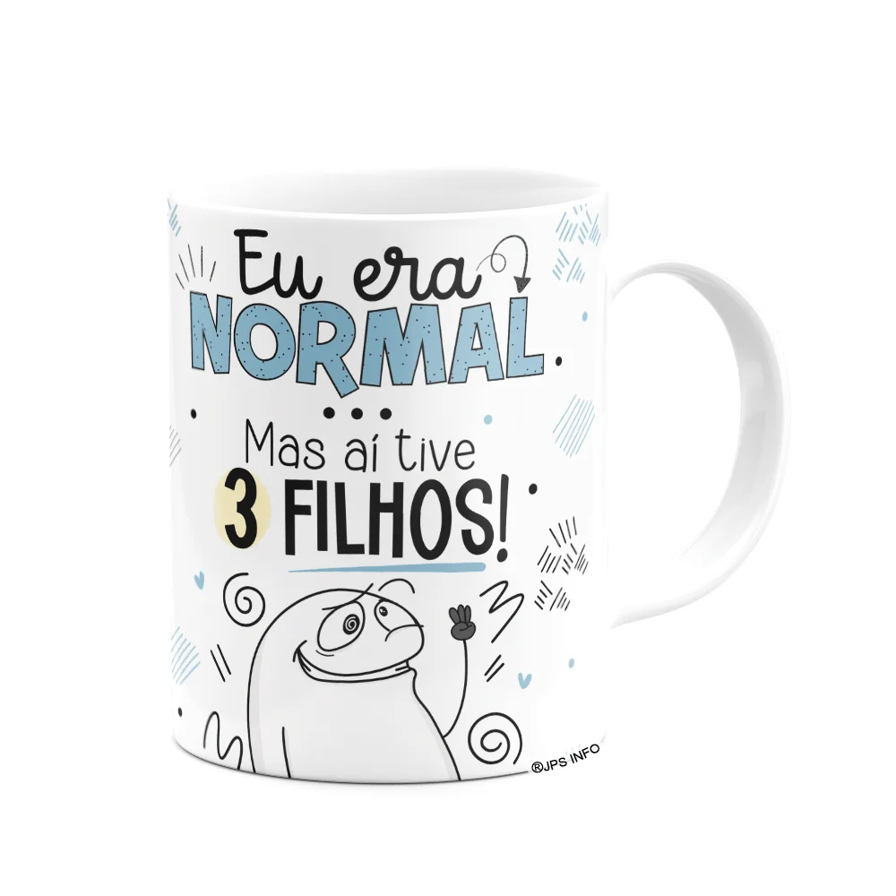 Imagem 3 de 3 do produto Caneca Flork Pais - Eu Era Normal, Mas Aí Tive 3 Filhos