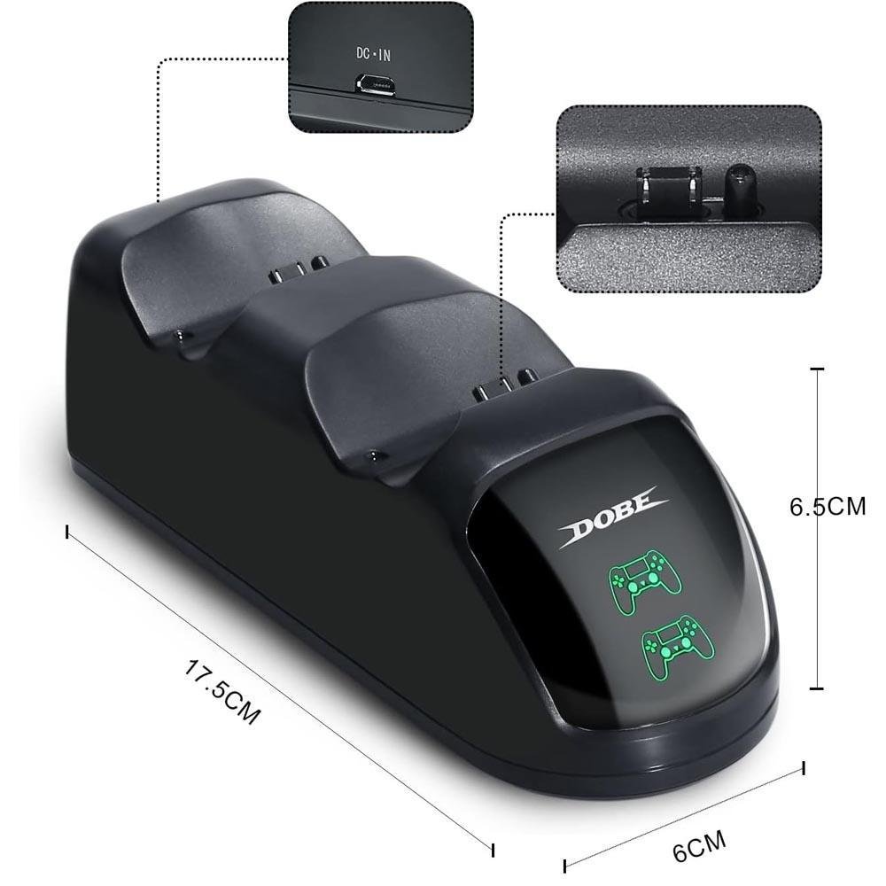 Dobe Base De Carregamento Dupla Para Controle Sem Fio Playstation 4 Ps4 Para Ps4, Slim, Pro