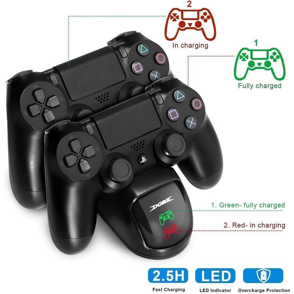 Dobe Base De Carregamento Dupla Para Controle Sem Fio Playstation 4 Ps4 Para Ps4, Slim, Pro