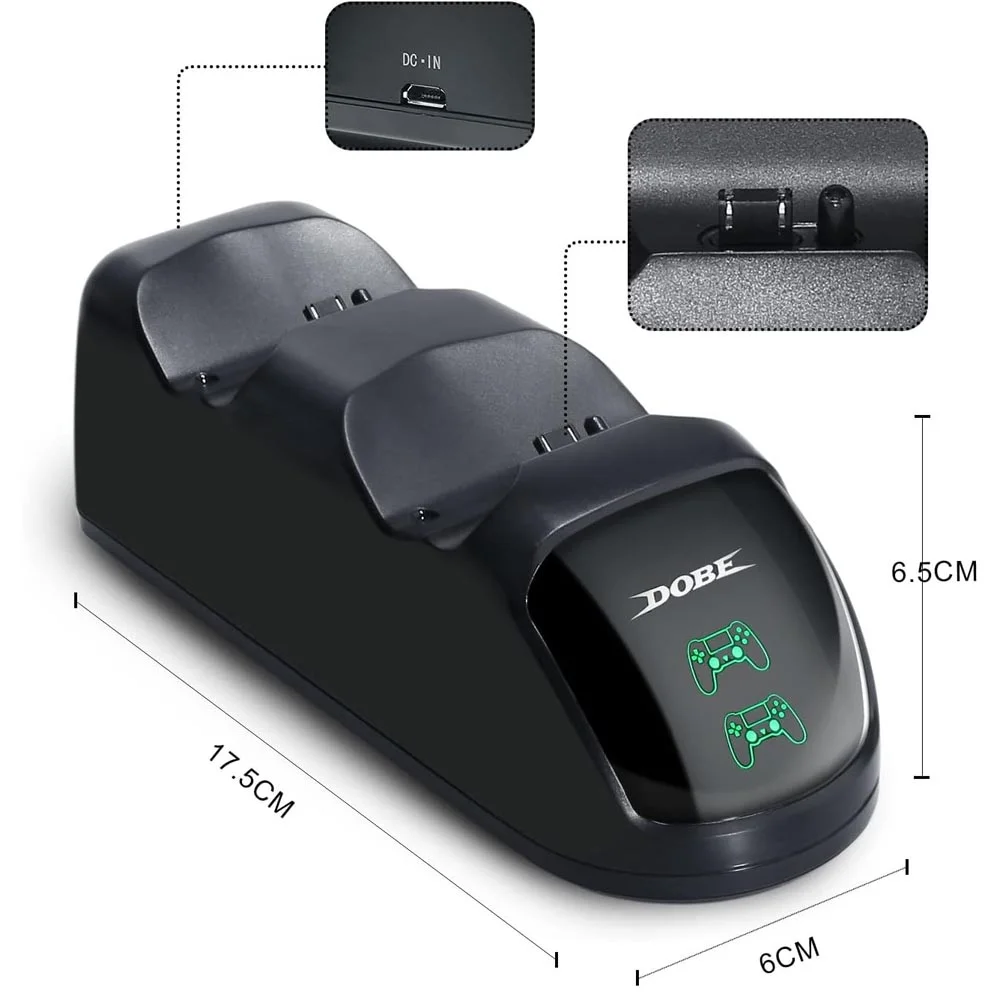 Imagem 3 de 5 do produto Base De Carregamento Dupla Para Controle Sem Fio Playstation 4 Ps4 Slim, Pro