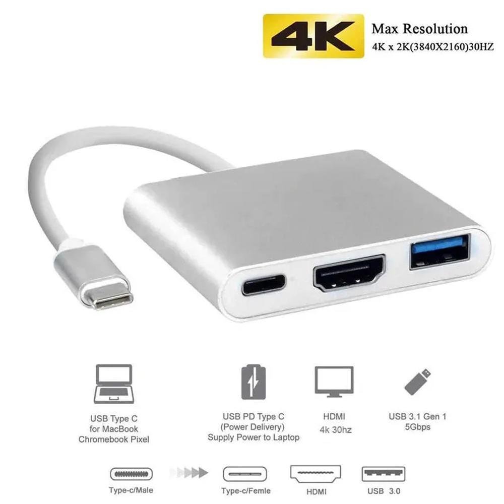Imagem 2 de 5 do produto Adaptador Usb C Para HDMI, Com Saída HDMI 4k, Porta Usb C Usb 3.0