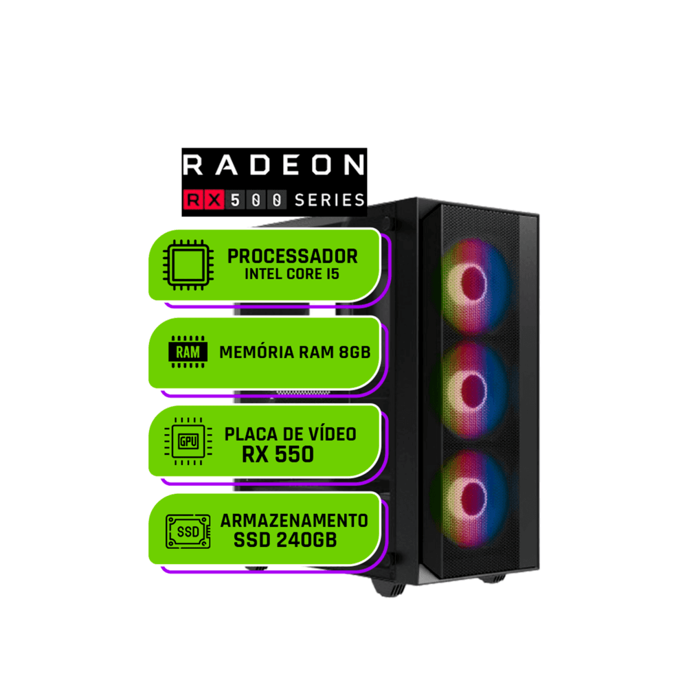 PC Gamer Balão.info Intel Core I5 3470, Radeon Rx 550 4gb, Memoria 8GB Ddr3, SSD 240GB
