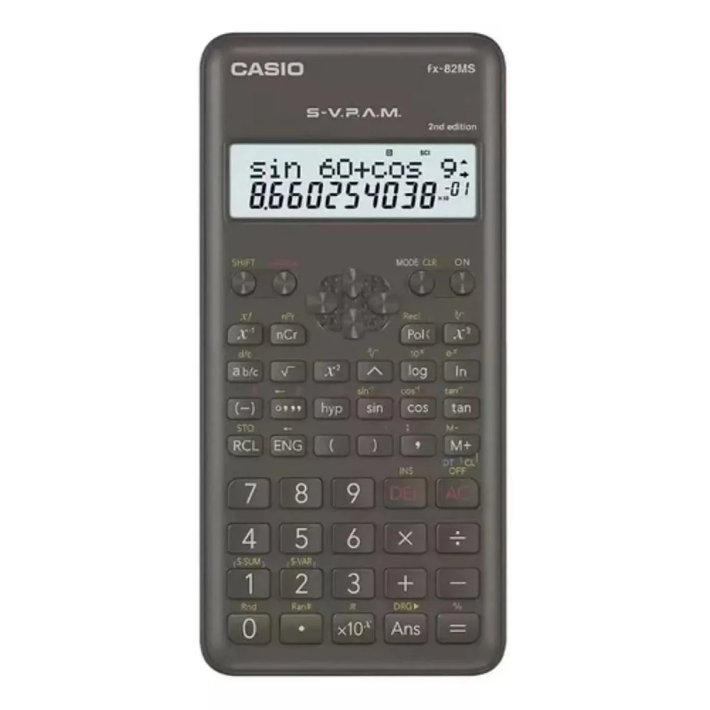 Calculadora Científica, Preta, Visor De 2 Linhas Com 10 Dígitos, 240 Funções, Fx-82ms-2-w4-dh, Casio Casio