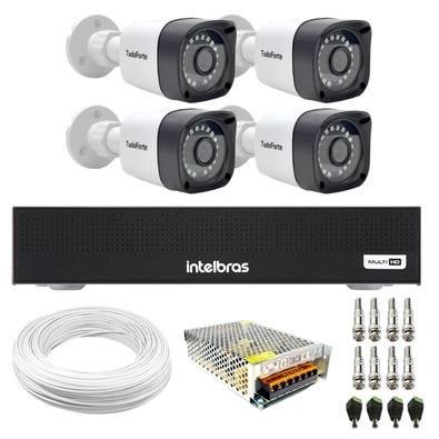 Kit 4 Câmeras Tf 2020 Bullet Full Hd 1080p Alta Definição Visão Noturna 20m, Ip66 + Dvr Intelbras Mhdx 3004-c 4 Canais