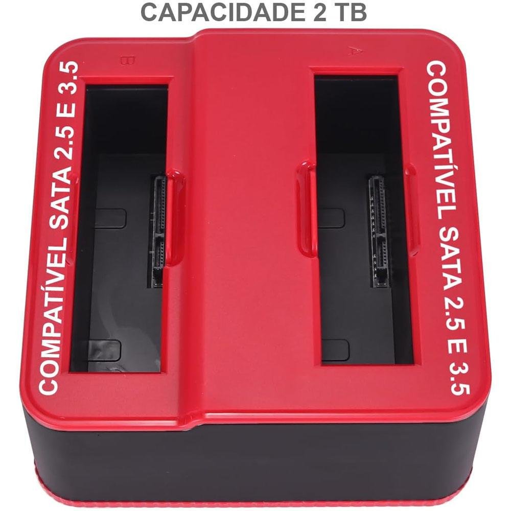 Dock Station Case Para 2 Hd Sata 2.5 E 3.5 Usb Com Leitor De Cartão Universal