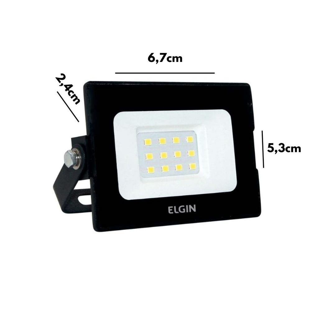 Imagem 2 de 3 do produto Kit 3 Projetor Led Elgin Refletor 10w 6500k Bivolt Cor: Verde