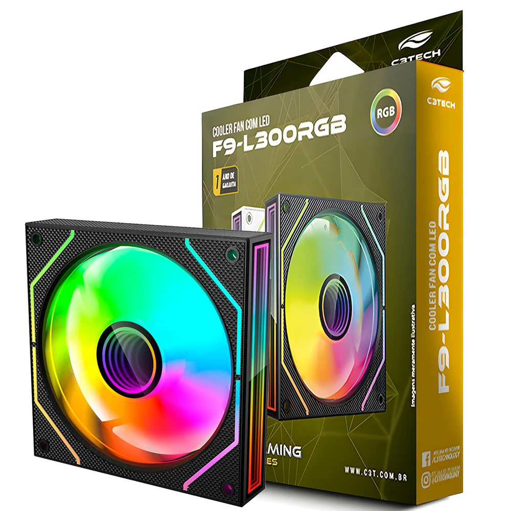 Imagem 3 de 5 do produto Cooler Fan F9-l300bkRGB Gaming 12cm C3tech - Preto