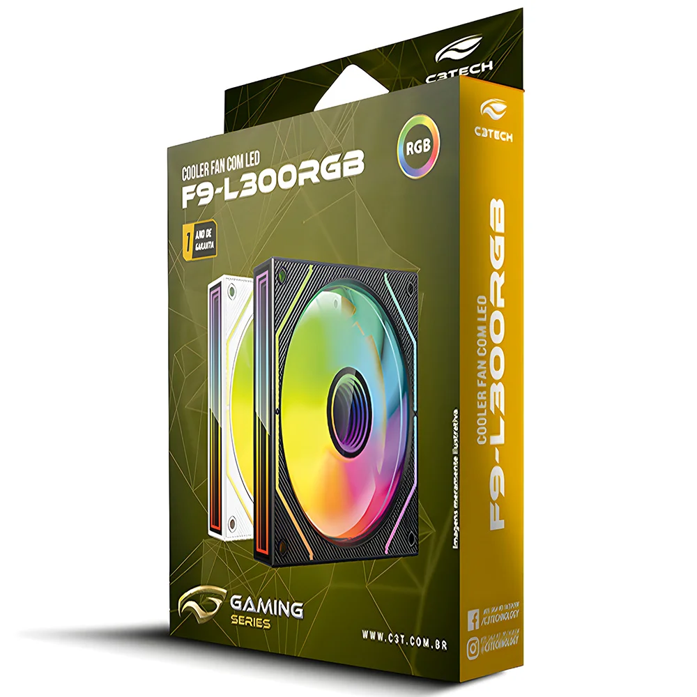 Imagem 5 de 5 do produto Cooler Fan F9-l300bkRGB Gaming 12cm C3tech - Preto