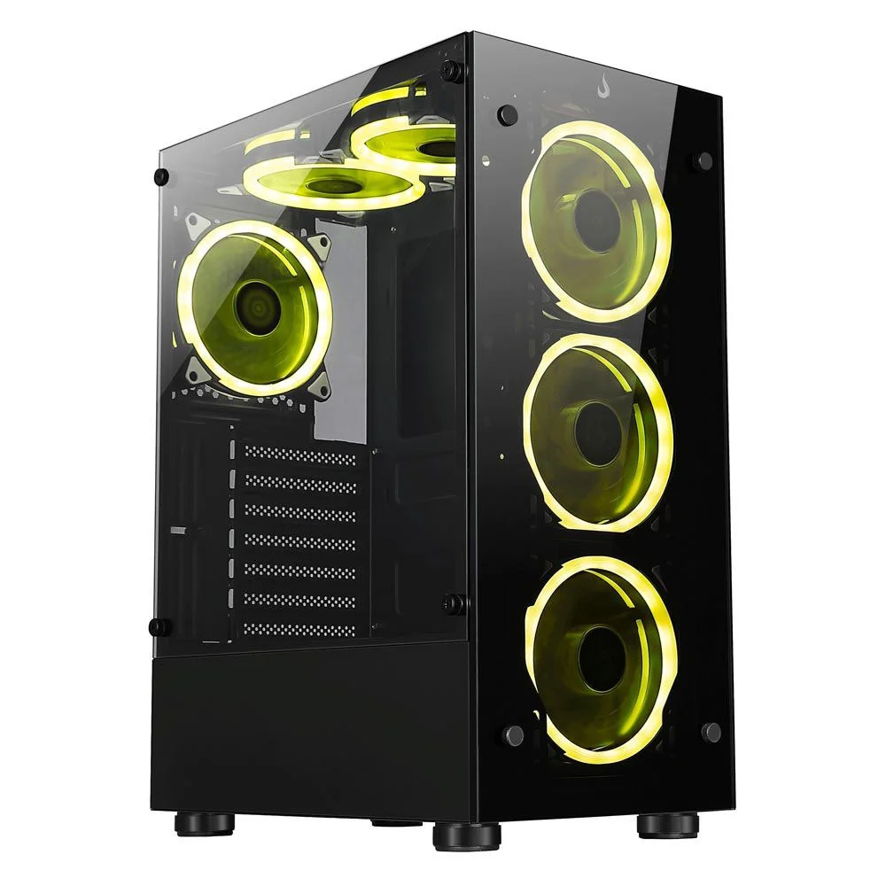 Gabinete Gamer Rise Mode Glass 06x, Mid Tower, ARGB, ATX, Lateral e Frente em Vidro, 6x Fans, Preto - RM-CA-06XB-ARGB Gabinete Gamer Rise Mode Glass 06x, Mid Tower, ARGB, ATX, Lateral e Frente em Vidro, 6x Fans, Preto - RM-CA-06XB-ARGB