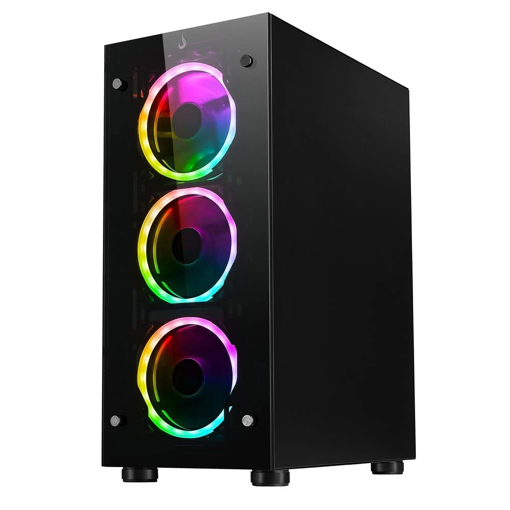 Gabinete Gamer Rise Mode Glass 06x, Mid Tower, ARGB, ATX, Lateral e Frente em Vidro, 6x Fans, Preto - RM-CA-06XB-ARGB Gabinete Gamer Rise Mode Glass 06x, Mid Tower, ARGB, ATX, Lateral e Frente em Vidro, 6x Fans, Preto - RM-CA-06XB-ARGB