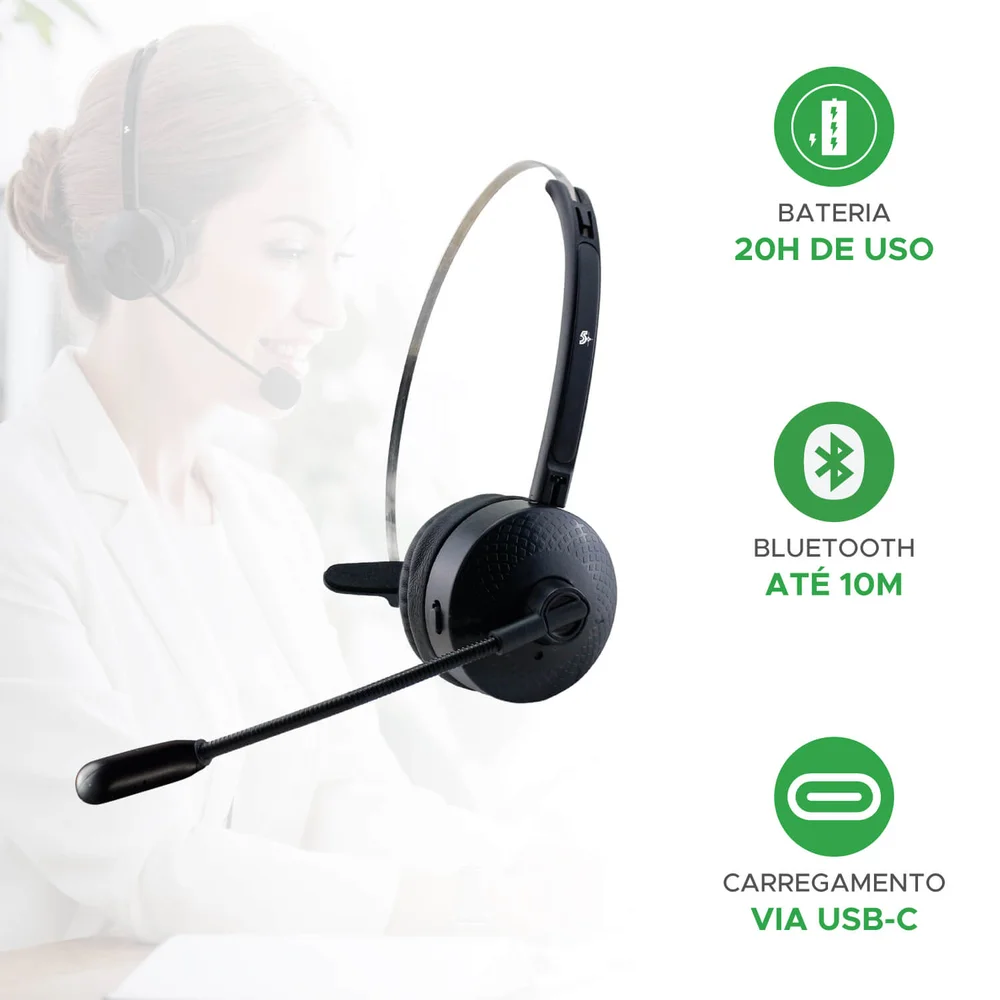 Imagem 3 de 5 do produto Fone Headset Home Office Telemarketing Callcenter - Sem Fio
